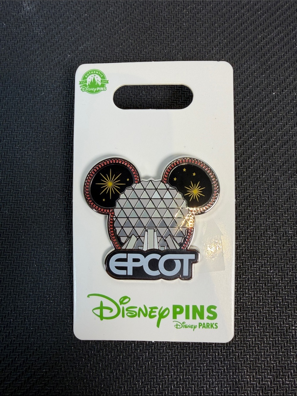 Disney Parks EPCOT Mickey Icon Enamel Pin Silver Black Red Collectible